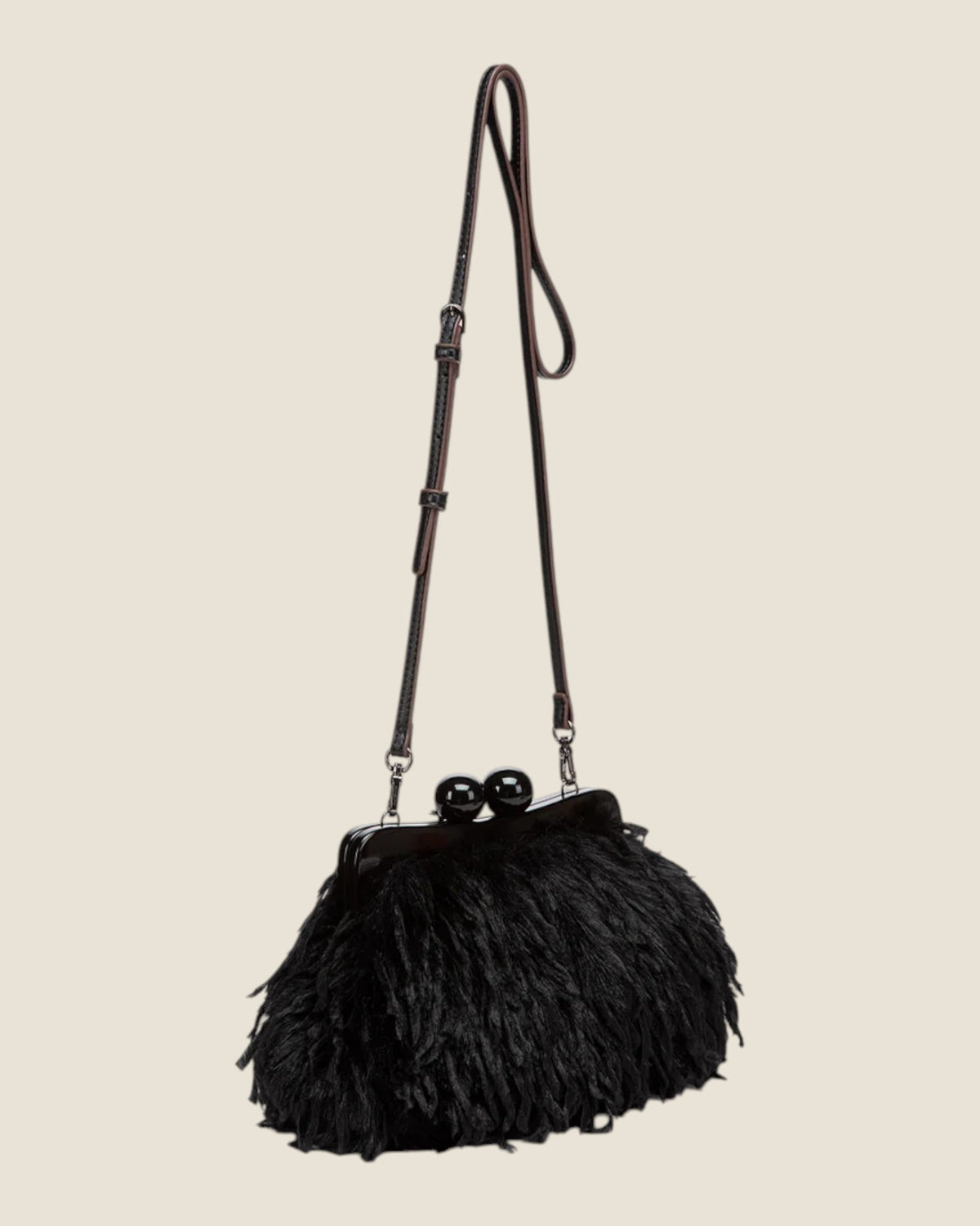 Borsa da sera con piume Nero