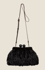 Borsa da sera con piume Nero