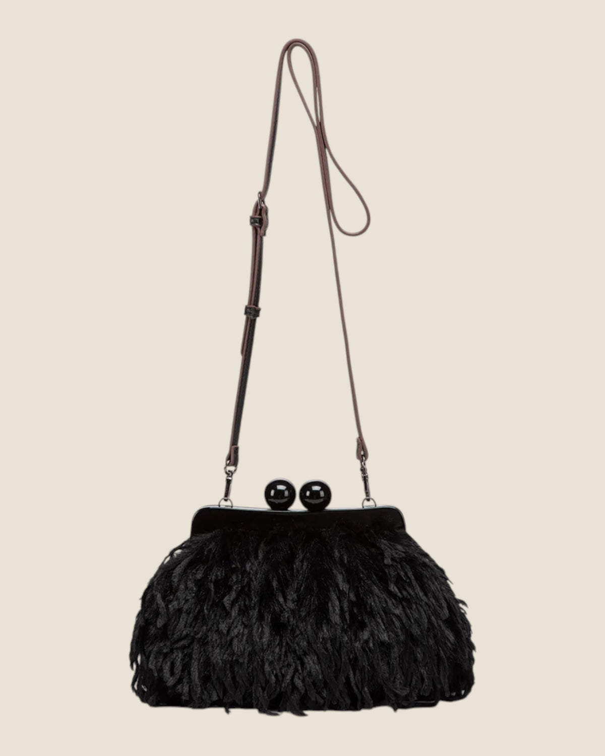 Borsa da sera con piume Nero