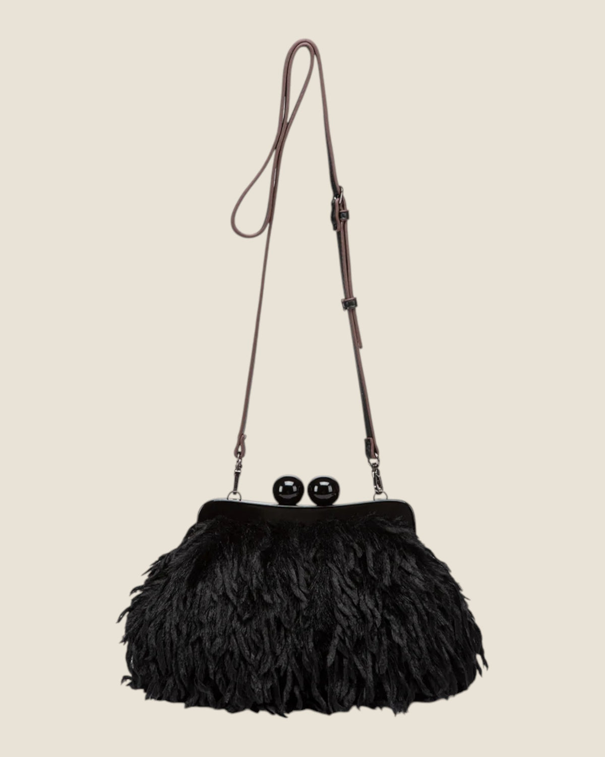 Borsa da sera con piume Nero