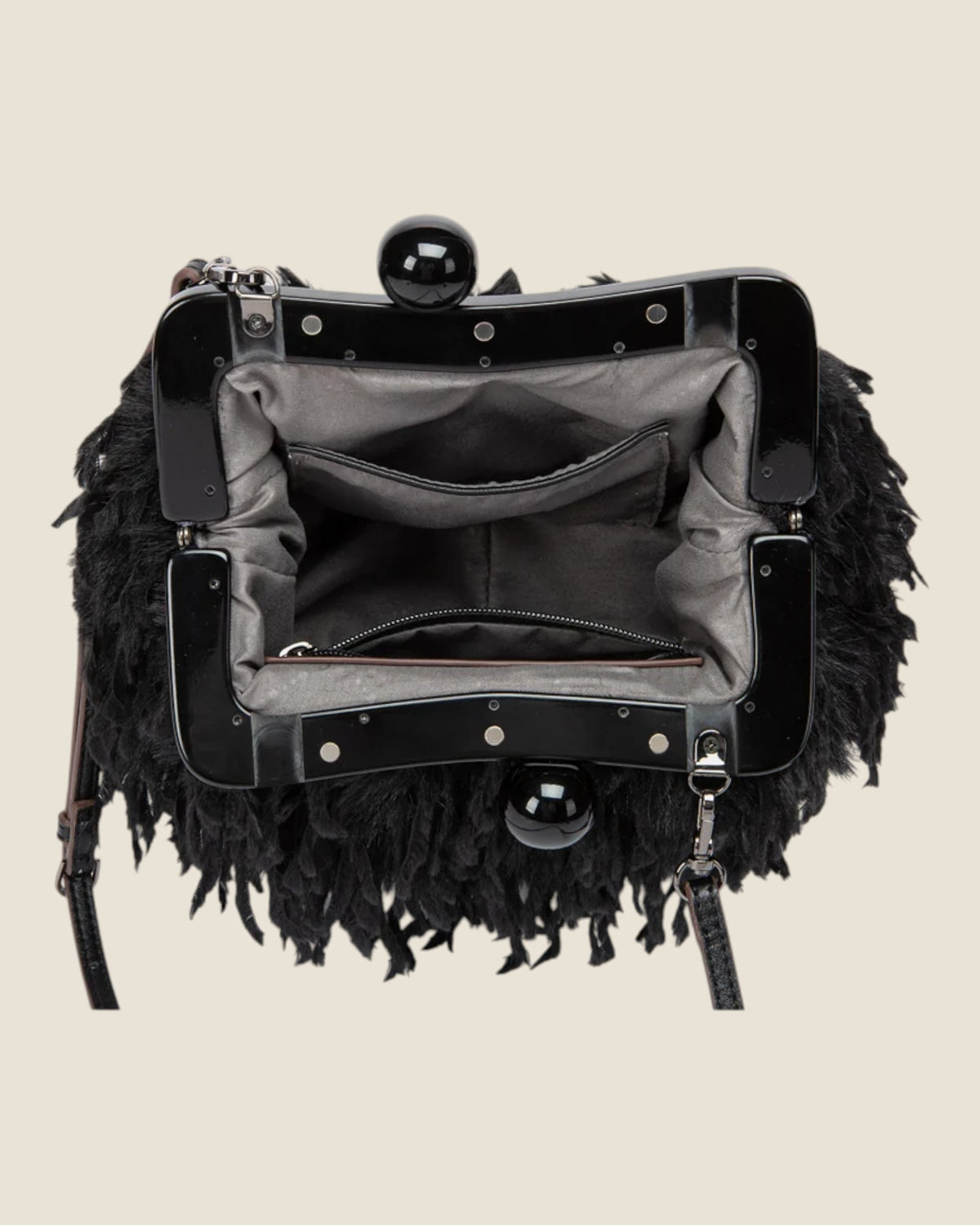 Borsa da sera con piume Nero
