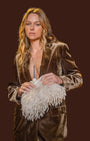 Borsa da sera con piume Beige