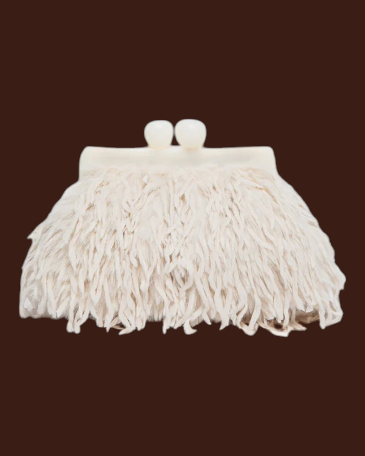 Borsa da sera con piume Beige