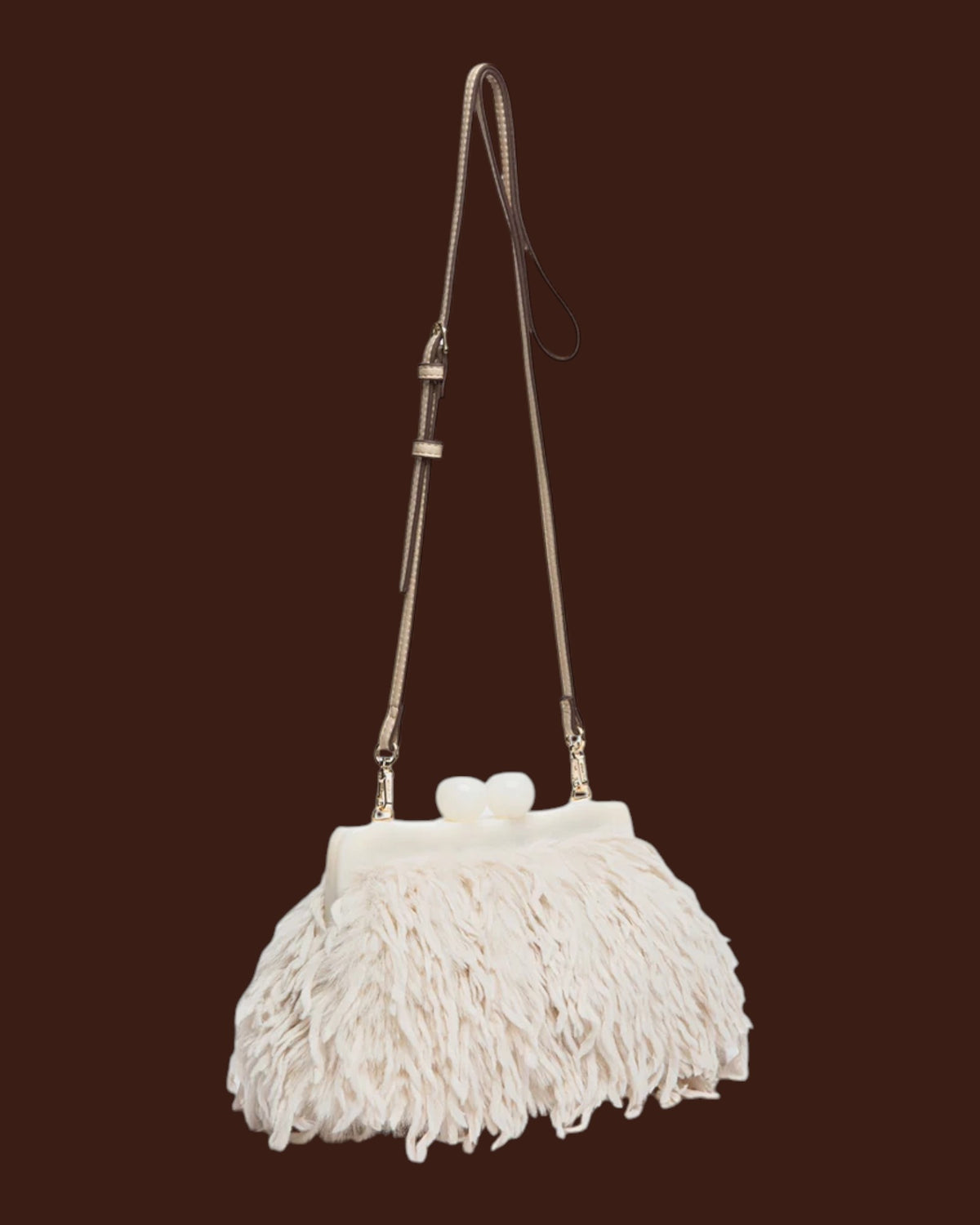 Borsa da sera con piume Beige