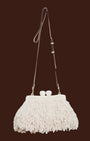 Borsa da sera con piume Beige