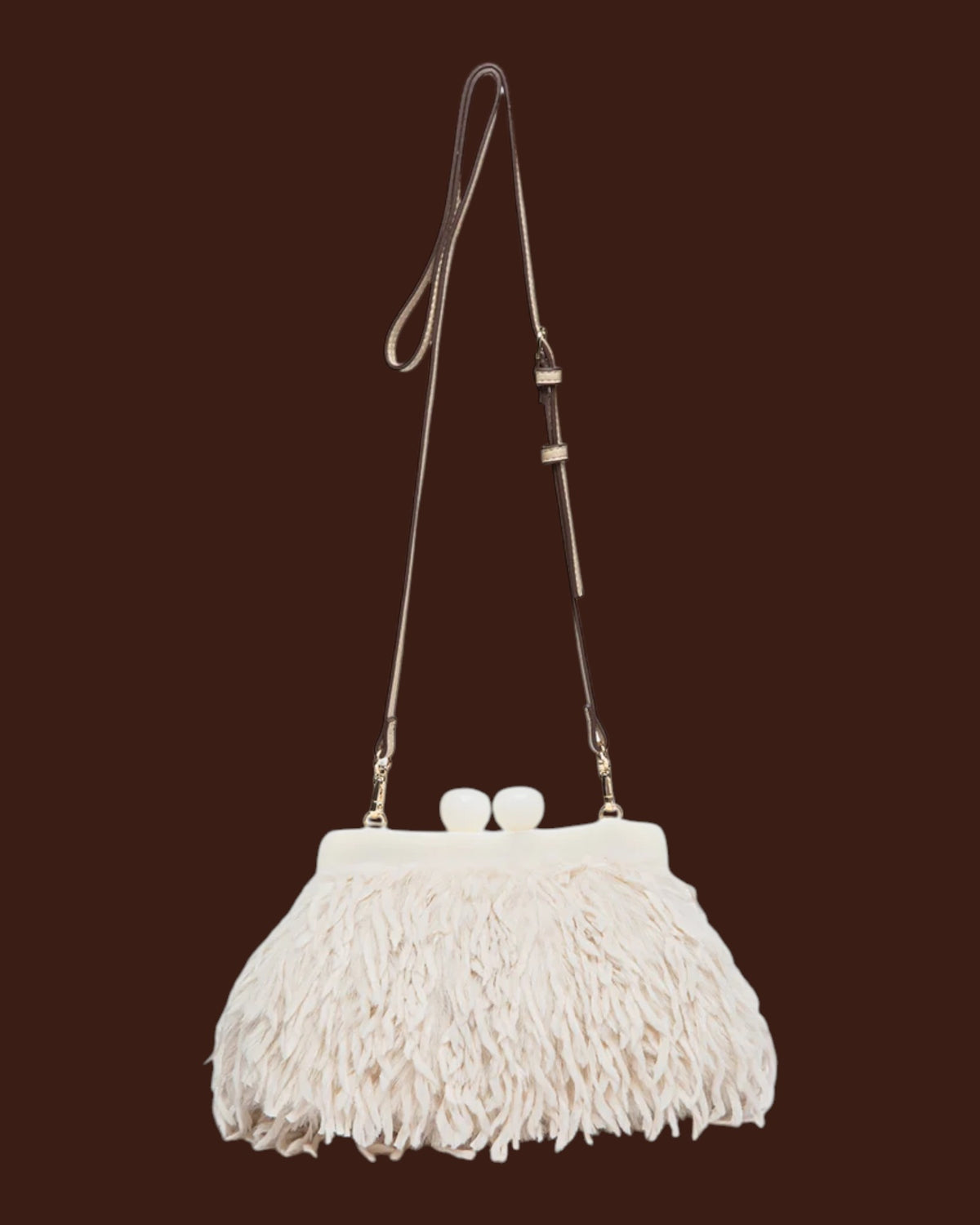 Borsa da sera con piume Beige