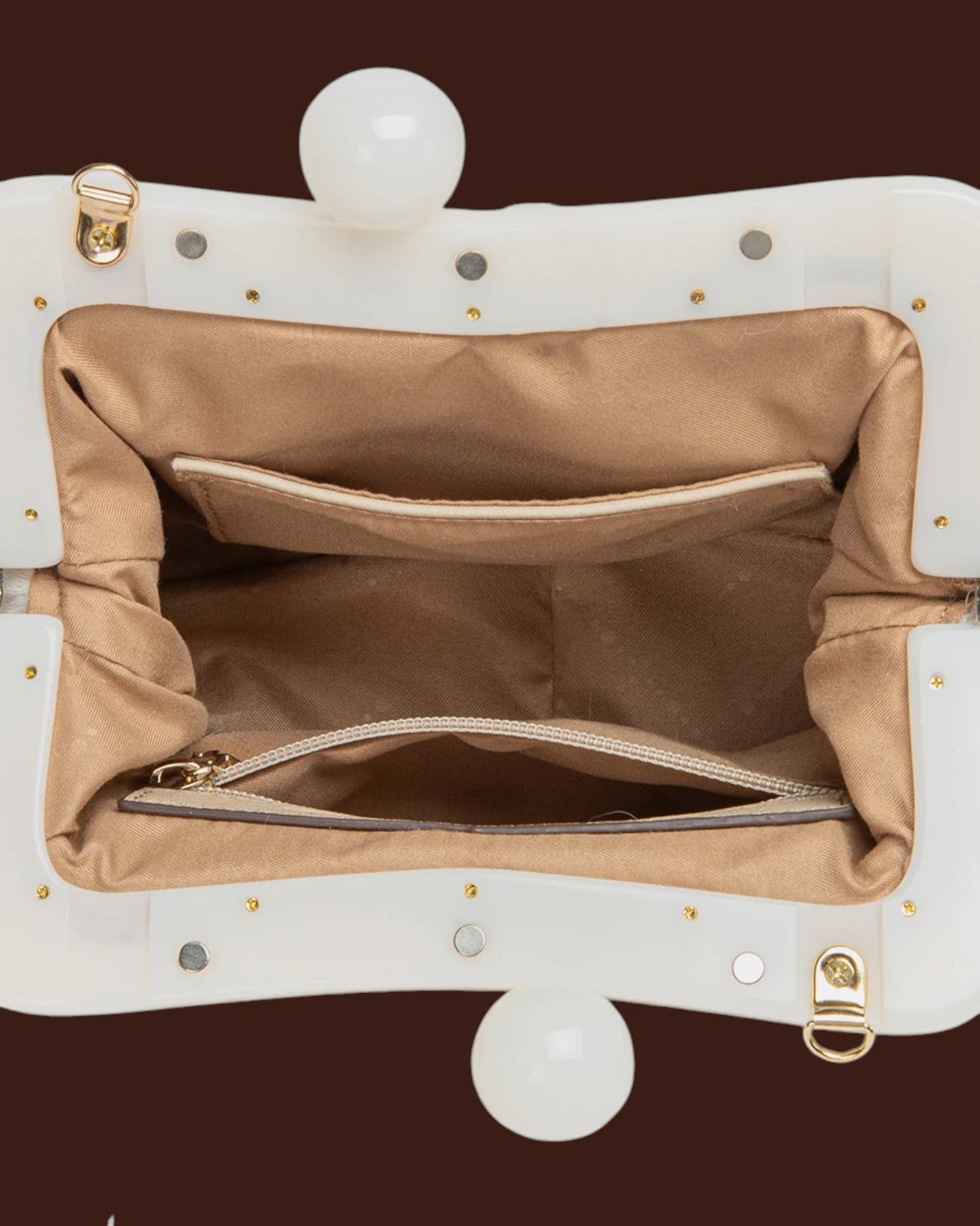 Borsa da sera con piume Beige