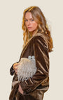 Borsa da sera con piume Beige