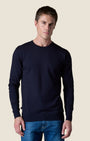 Maglione Girocollo in viscosa con Toppe in tessuto V2 Blu (1)