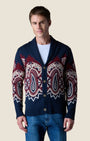 Cardigan Sciallato con intarsio Jaquard Paisley Blu (3)