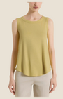 Madison Shop Ragno sleeveless crew neck top in lime green viscose jersey with a soft flared fit