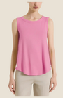 Madison Shop pink sleeveless viscose jersey top with a wide-shoulder crew neck and a soft, flared fit.