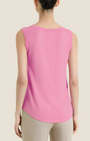 Madison Shop Ragno pink sleeveless viscose jersey top with wide shoulders and a flared hem, back view.