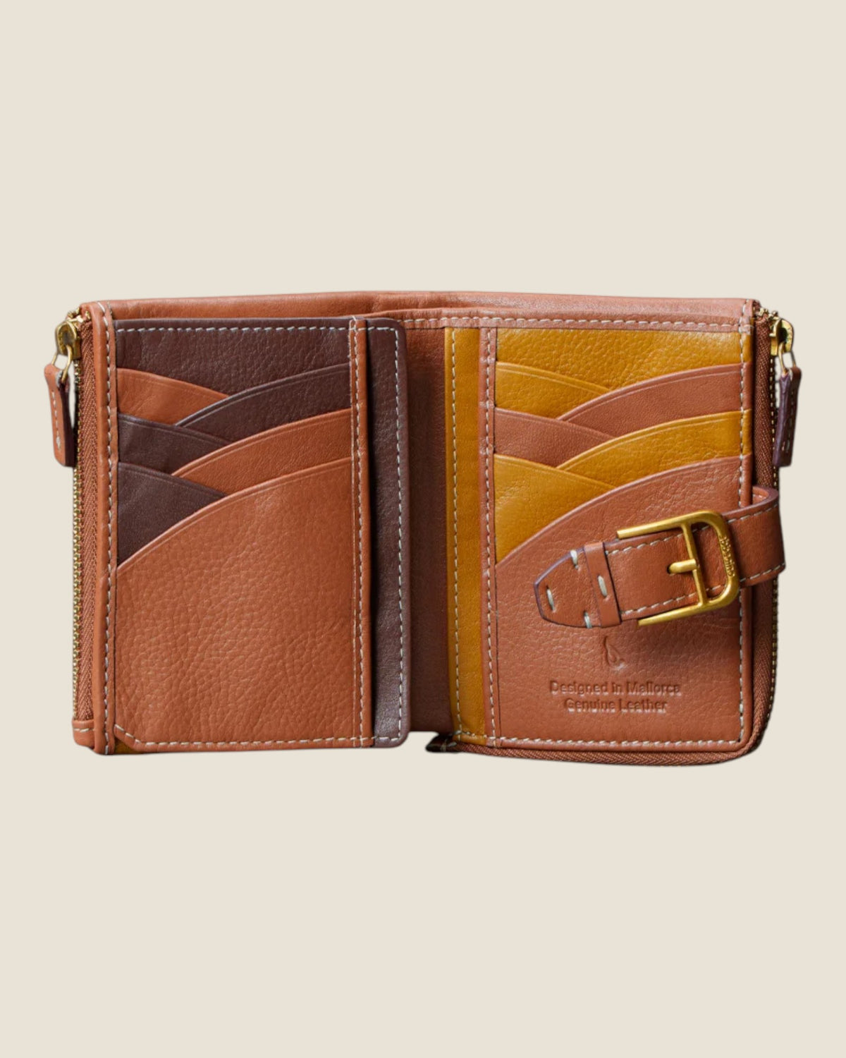 Piccolo portafoglio da donna in pelle Cognac