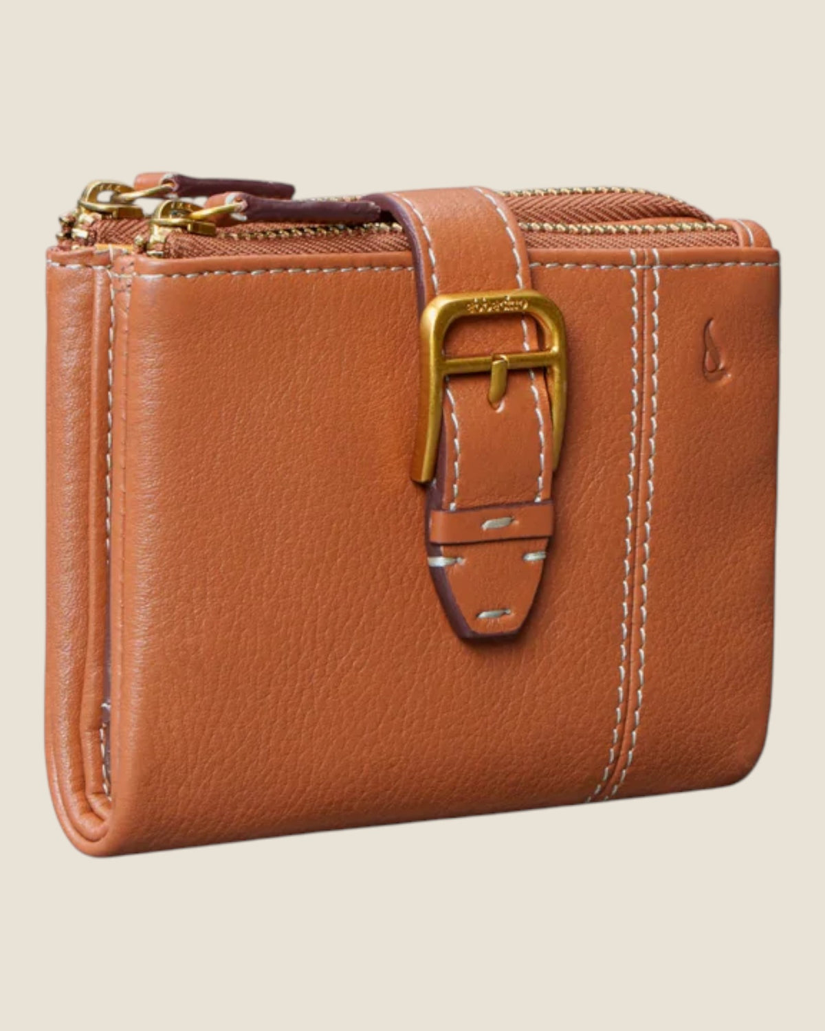 Piccolo portafoglio da donna in pelle Cognac