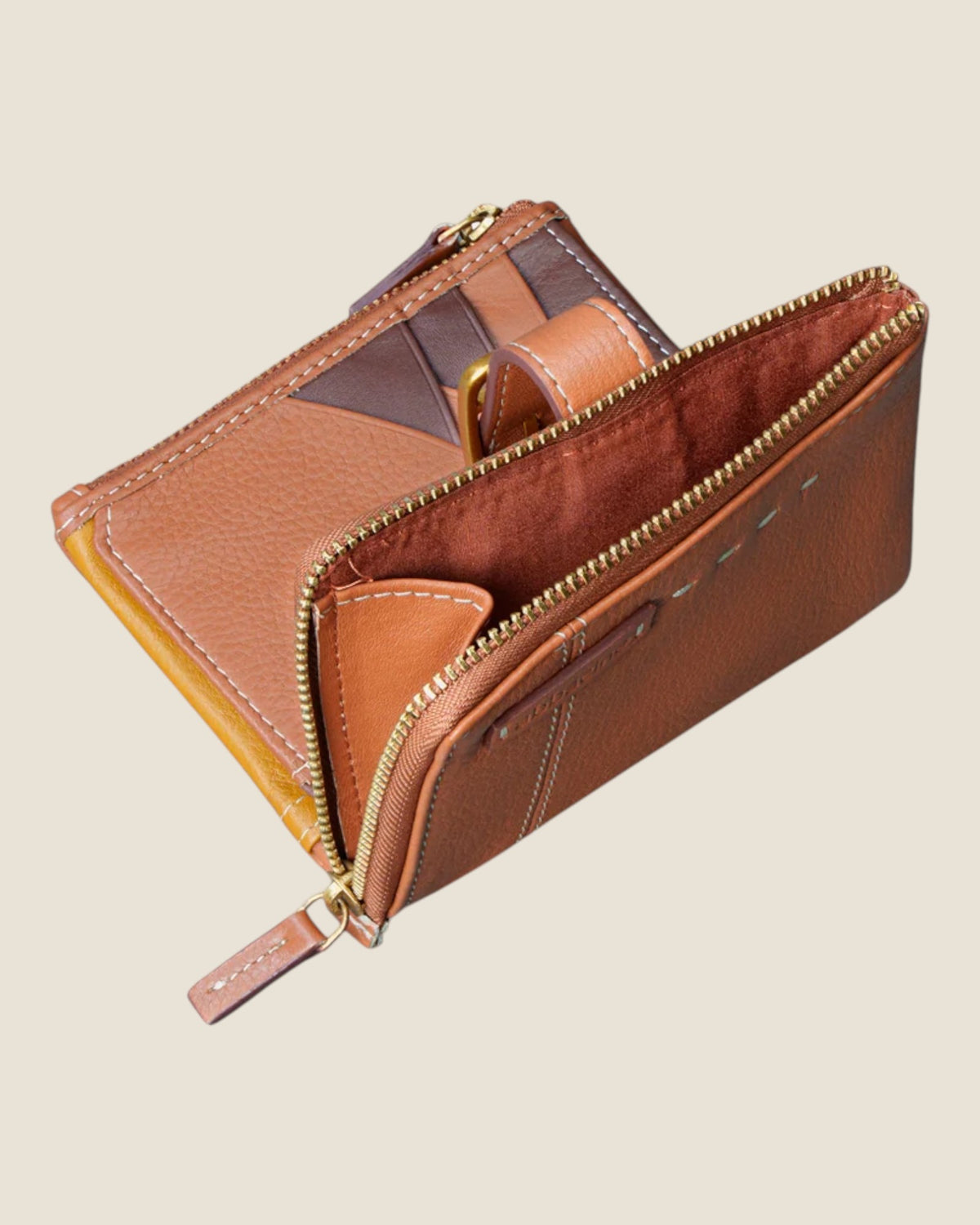 Piccolo portafoglio da donna in pelle Cognac