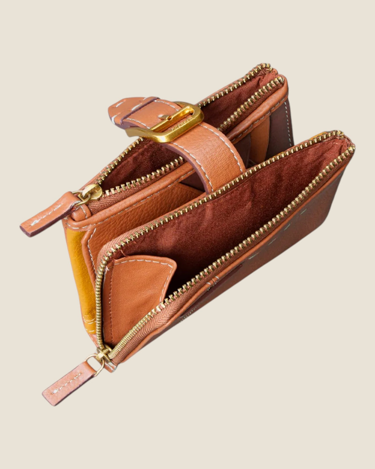 Piccolo portafoglio da donna in pelle Cognac