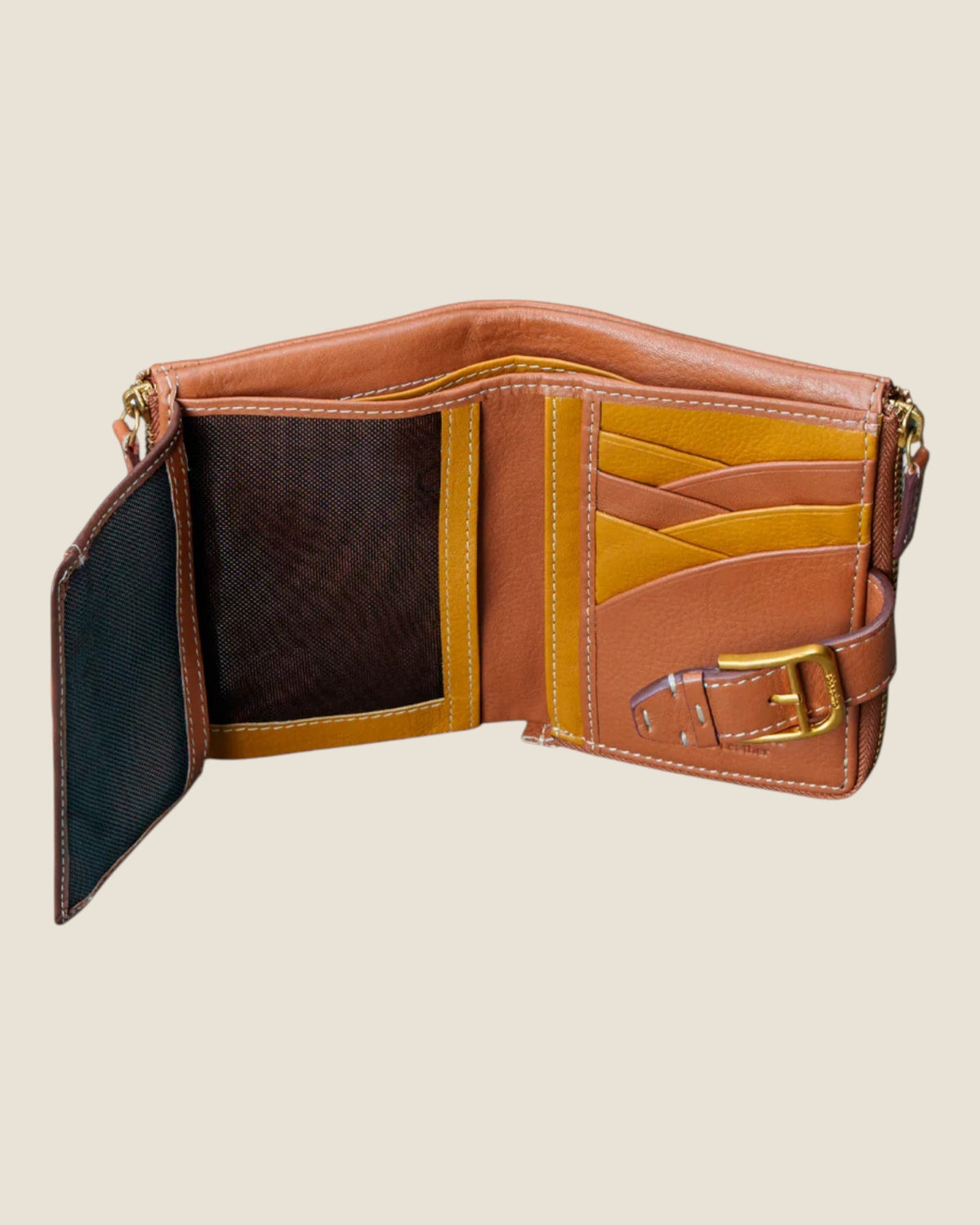 Piccolo portafoglio da donna in pelle Cognac