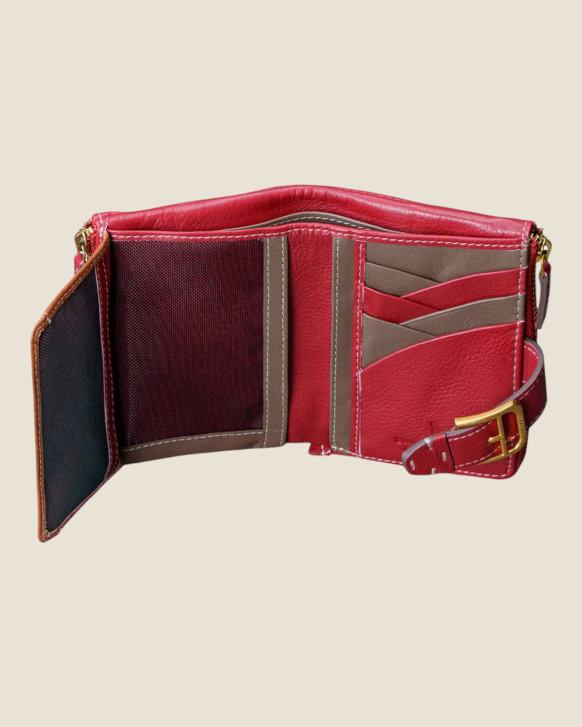 Piccolo portafoglio da donna in pelle Rosso