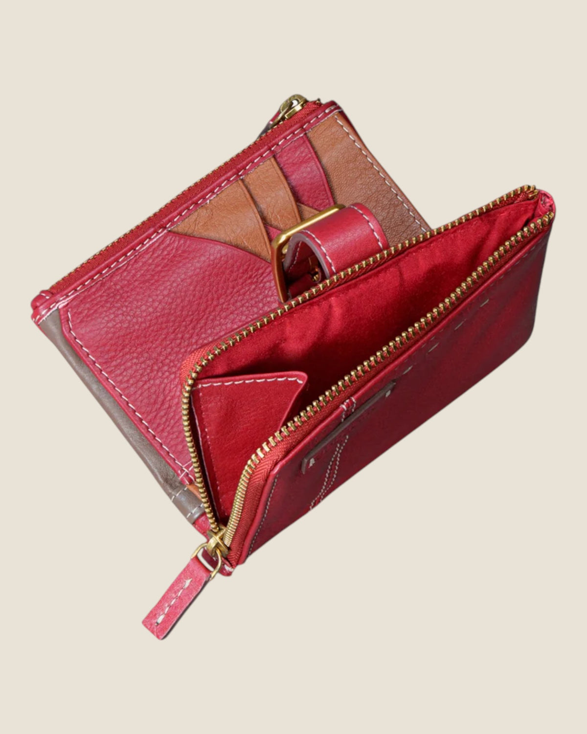 Piccolo portafoglio da donna in pelle Rosso