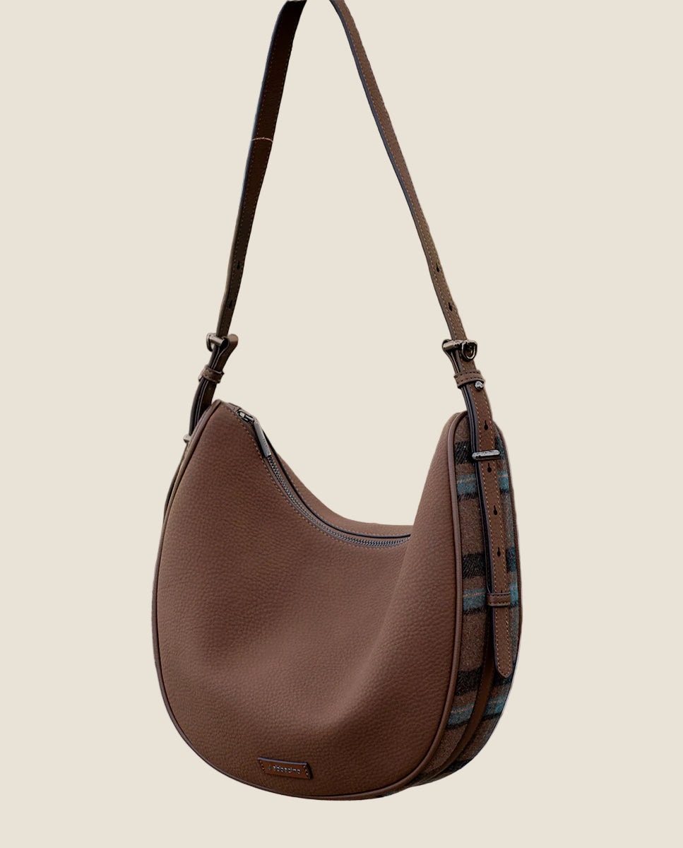 Abbacino - Borsa a tracolla in materiale riciclato marrone