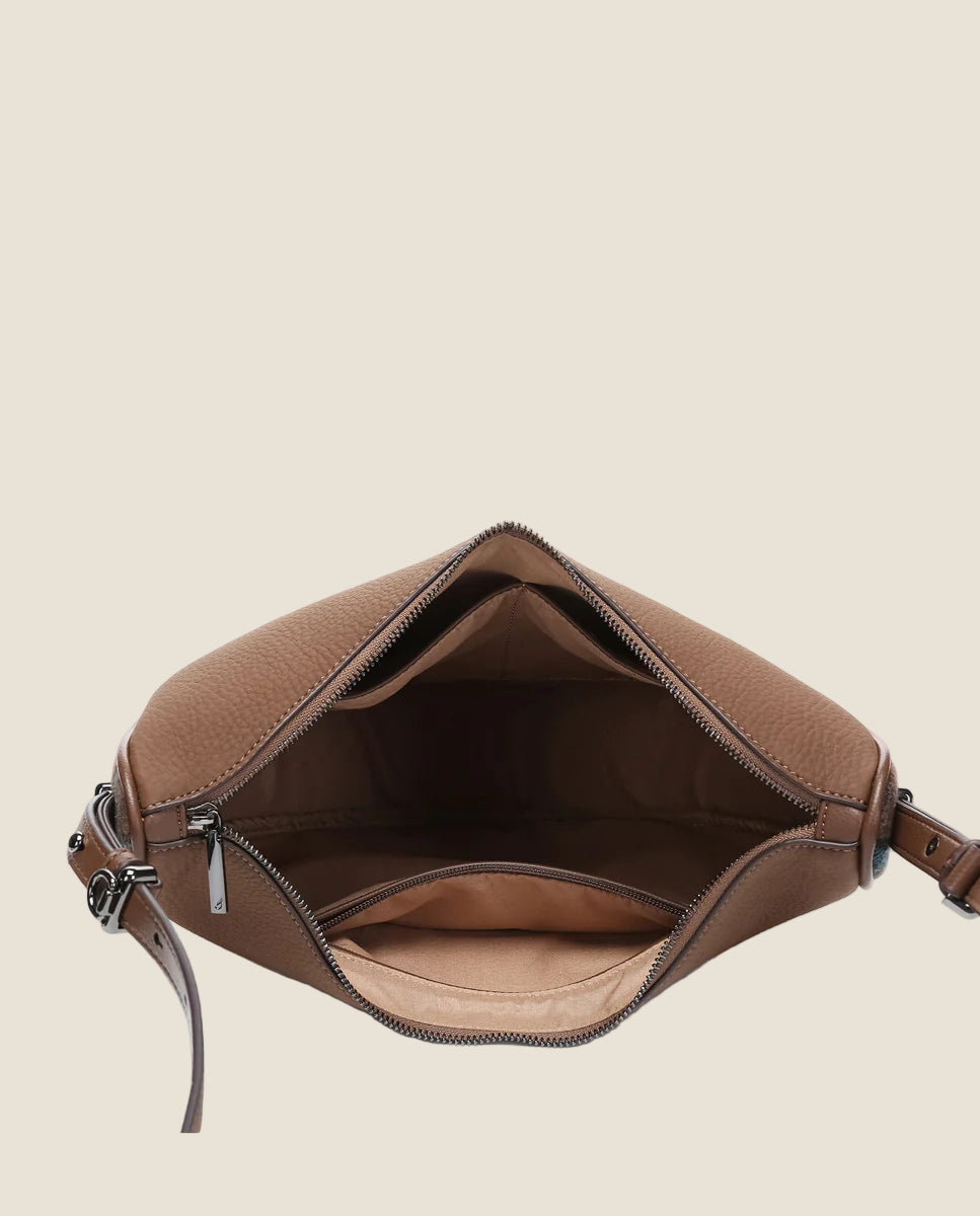 Abbacino - Borsa a tracolla in materiale riciclato marrone