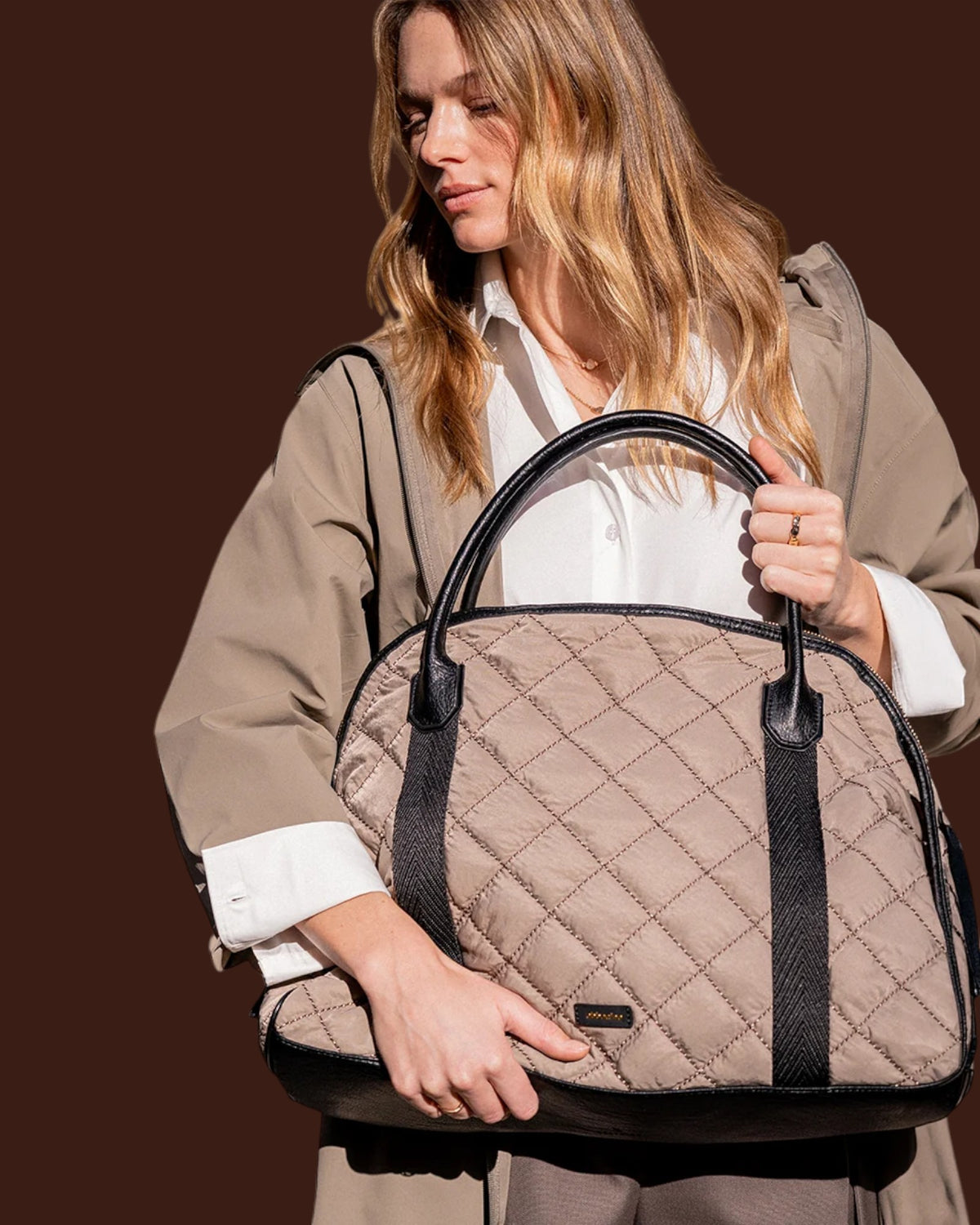 Borsa a mano imbottita Taupe