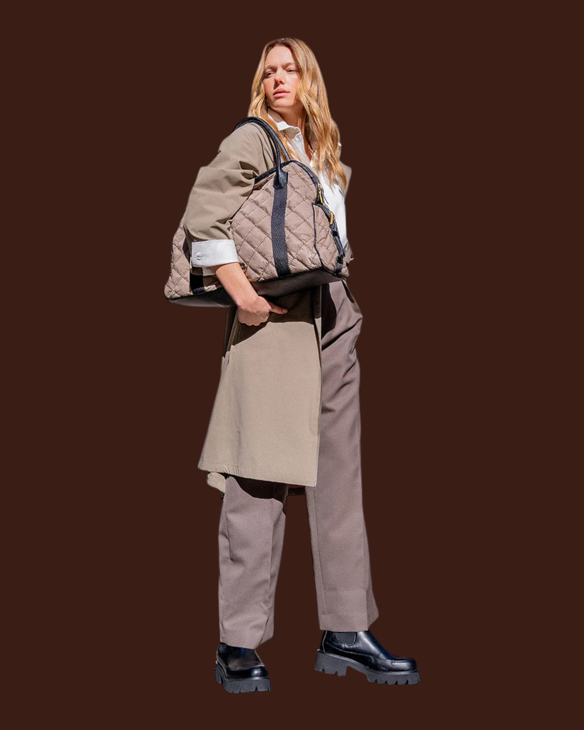 Borsa a mano imbottita Taupe
