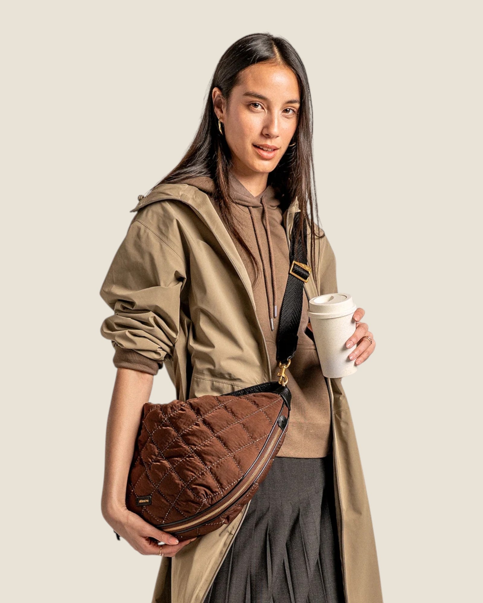 Borsa a spalla imbottita Marrone