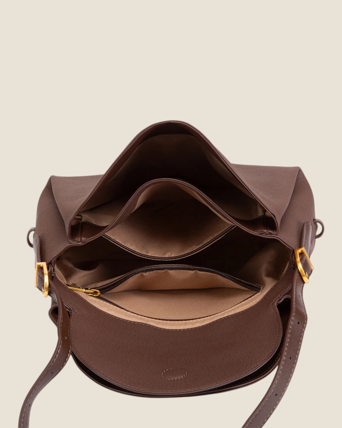 Borsa a spalla in materiali riciclati Marrone
