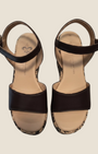 Madison Shop Helena Backer dark brown leather wedge sandals with animal print rope detail and adjustable ankle strap