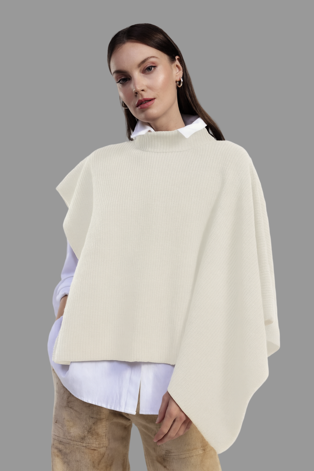 Dixie Maglione poncho ampio con collo alto