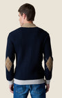 Cardigan Full Zip Costa Inglese con Toppe in velluto Ricamate Blu (5)