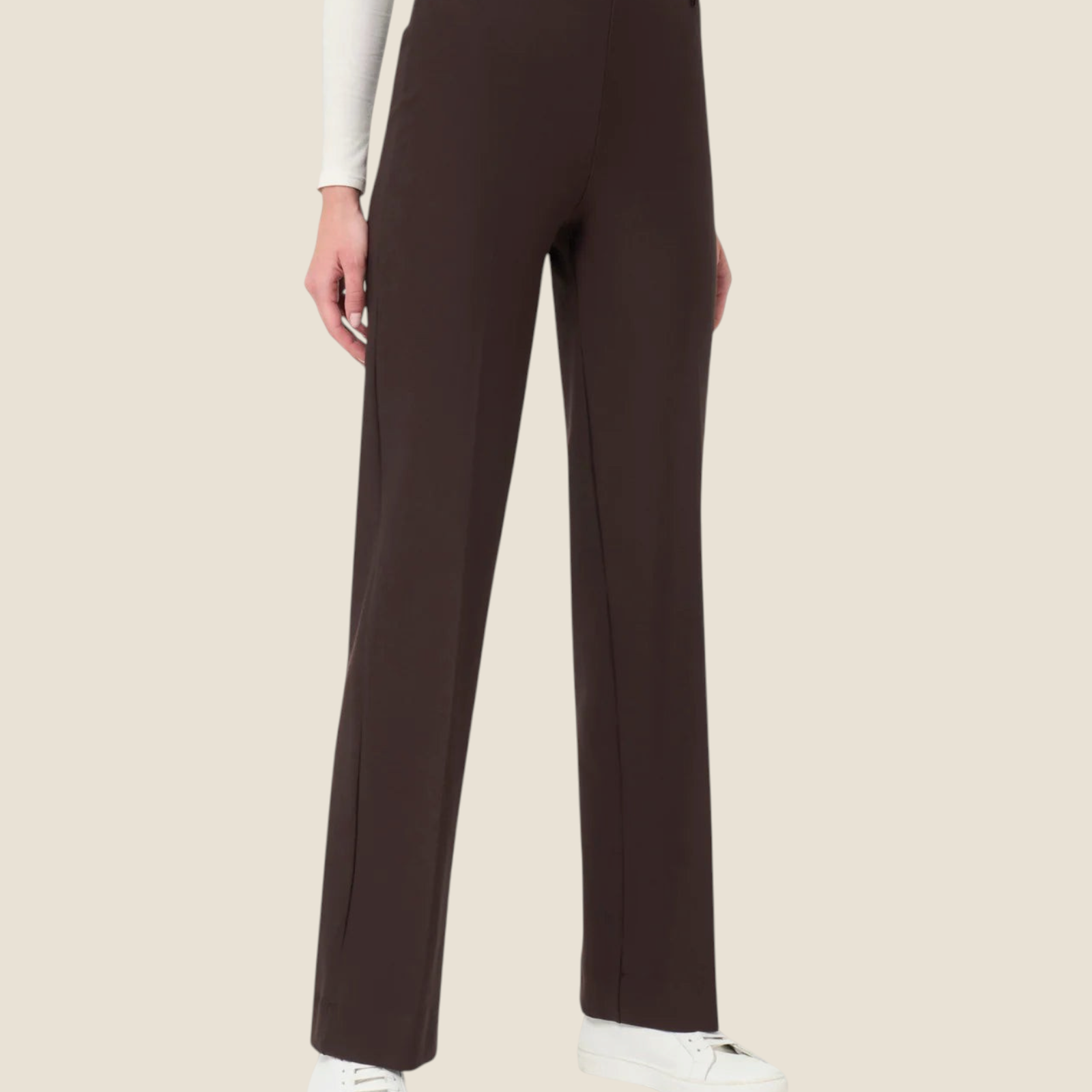 Pantalone wide marrone Madison Shop in tessuto Compact con tasche, vestibilità comoda e linea essenziale