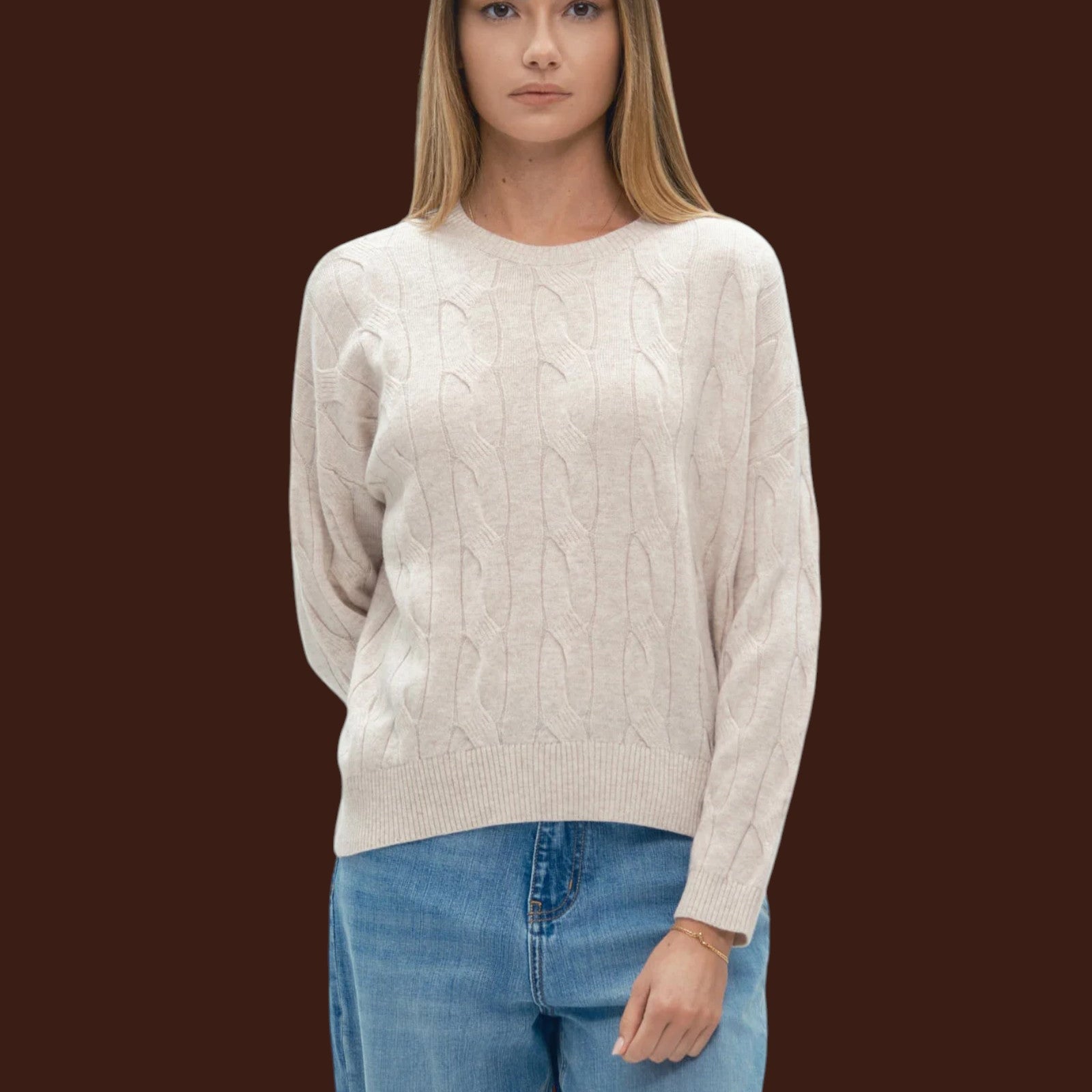 Paricollo over trecce cashmere finezza 12 Beige