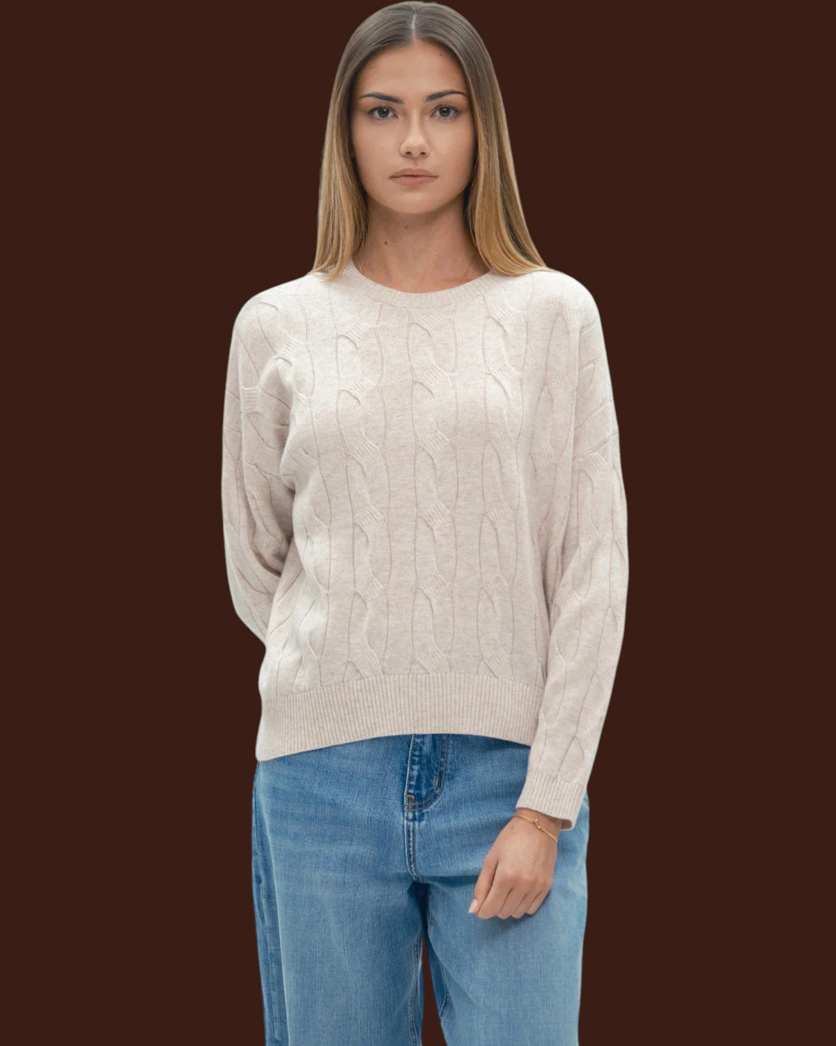 Paricollo over trecce cashmere finezza 12 Beige