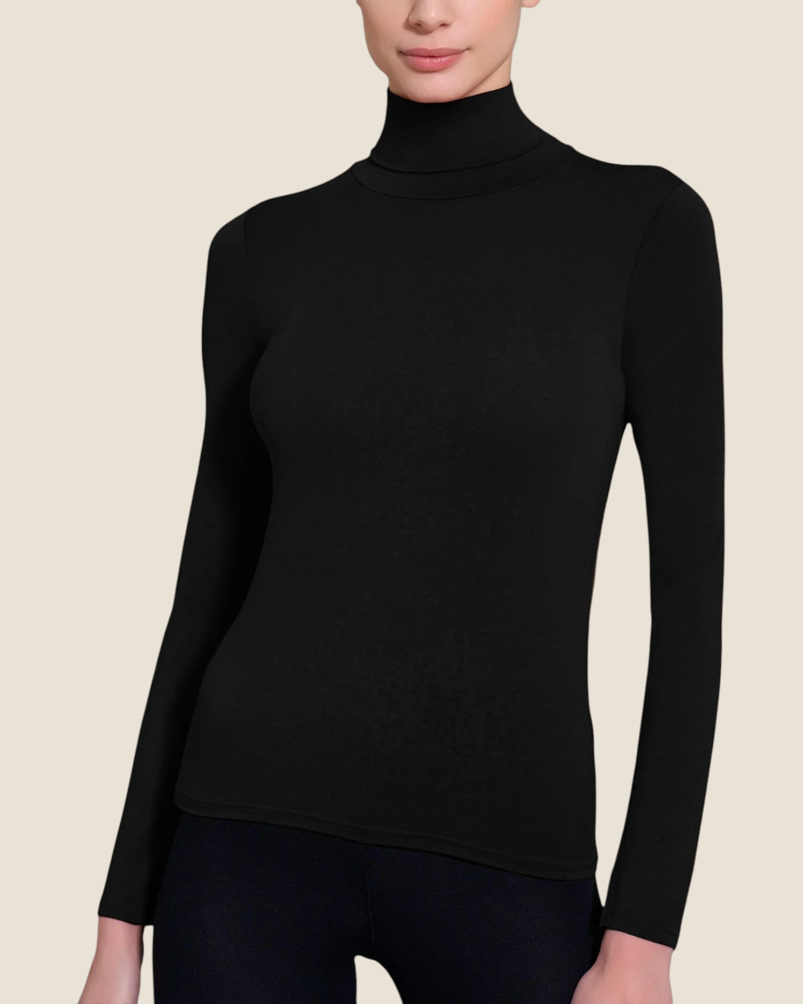 Maglietta nera a dolcevita Ragno in misto lana Tenderwool, vestibilità skinny a maniche lunghe da Madison Shop