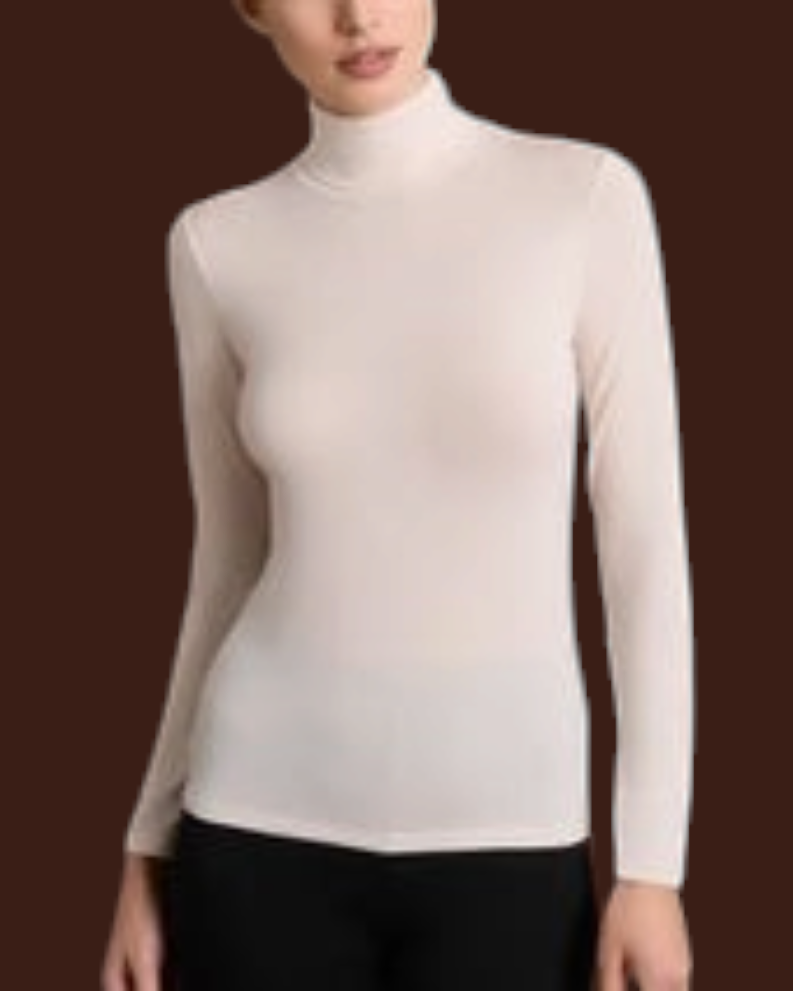 Maglietta Madison Shop Ragno a collo alto in Tenderwool color crema, modello skinny a manica lunga per donna