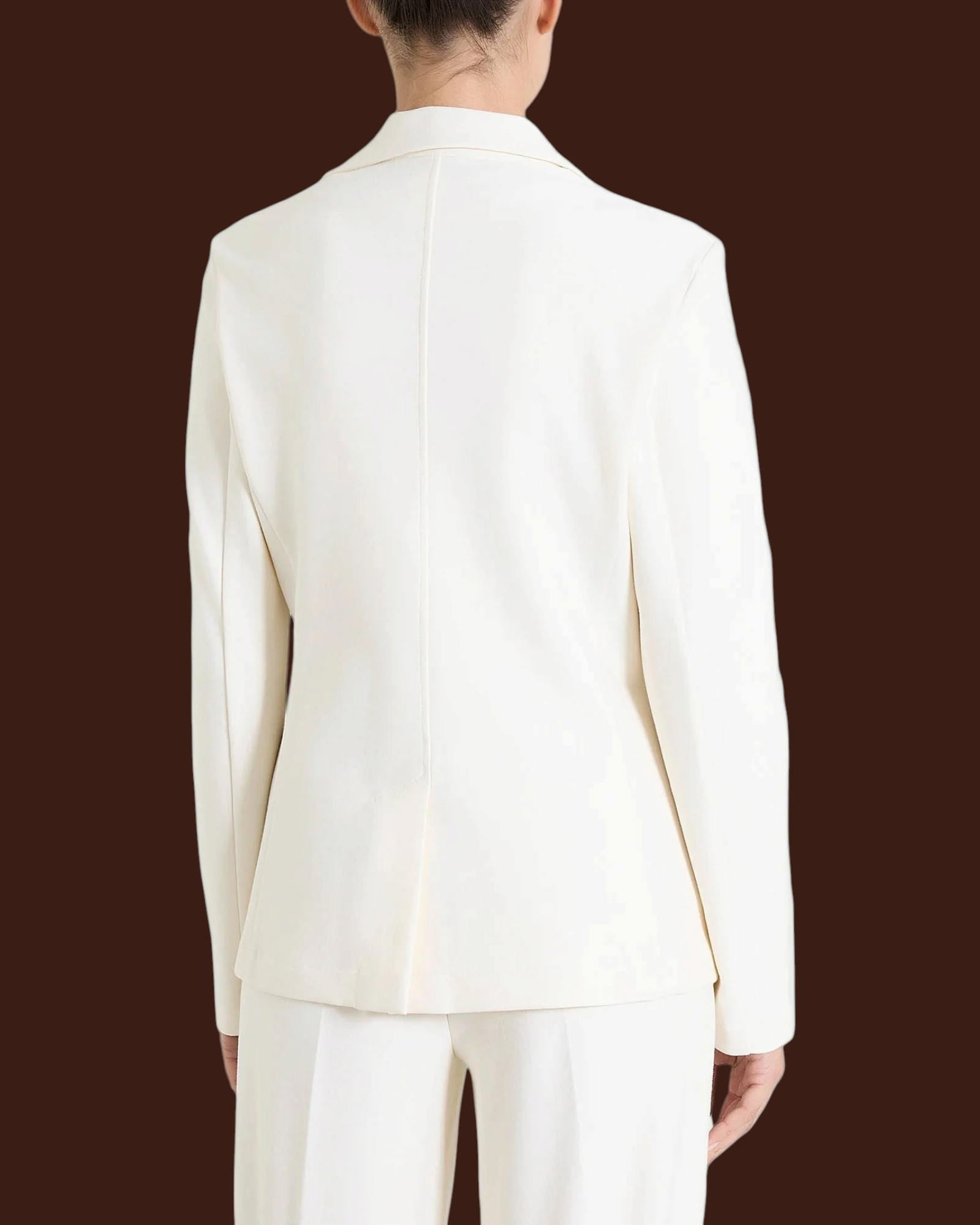 Vista posteriore del blazer bianco Ragno in tessuto Compact elasticizzato, elegante e versatile da Madison Shop