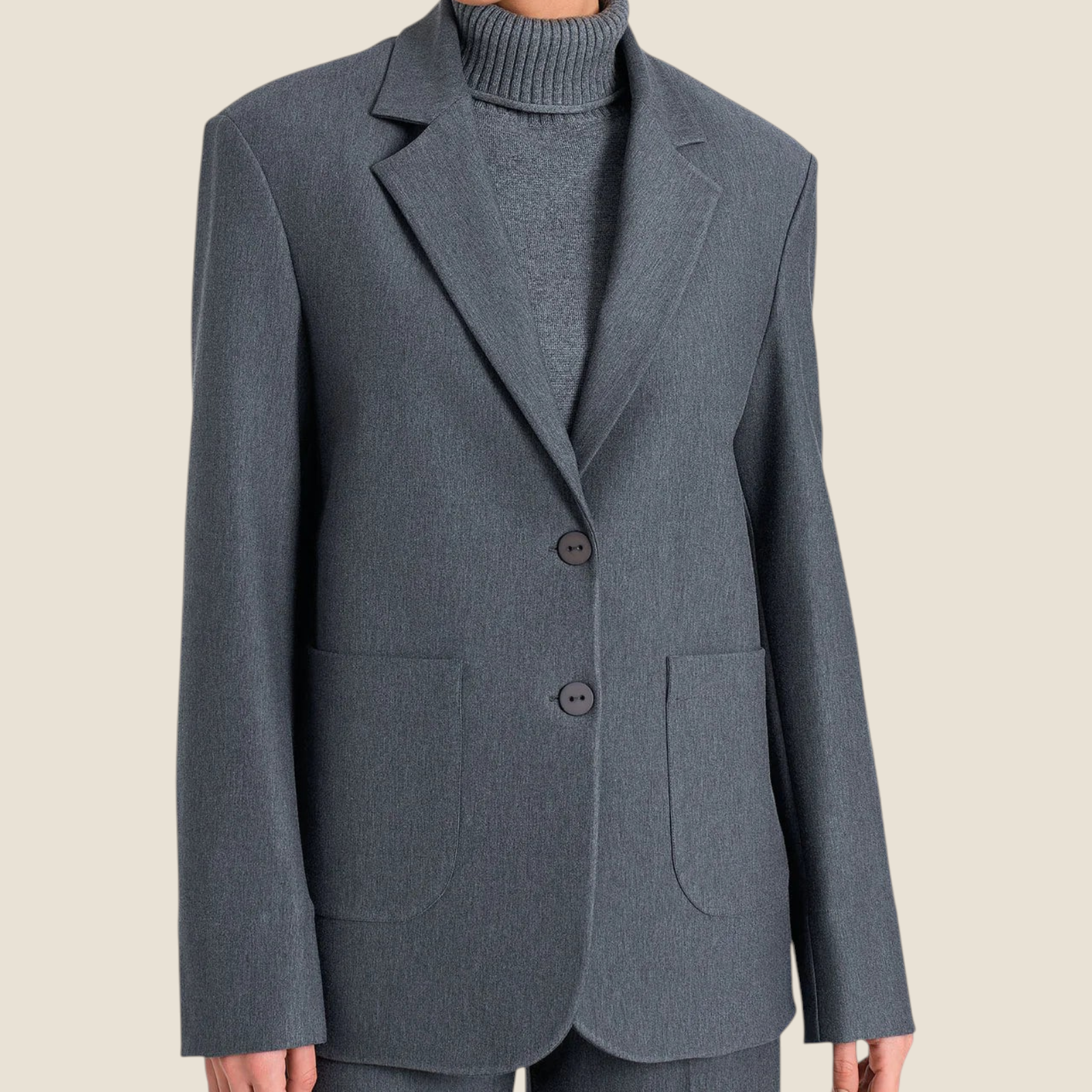 Blazer over Madison Shop grigio ardesia in tessuto compact con chiusura a due bottoni e tasche applicate