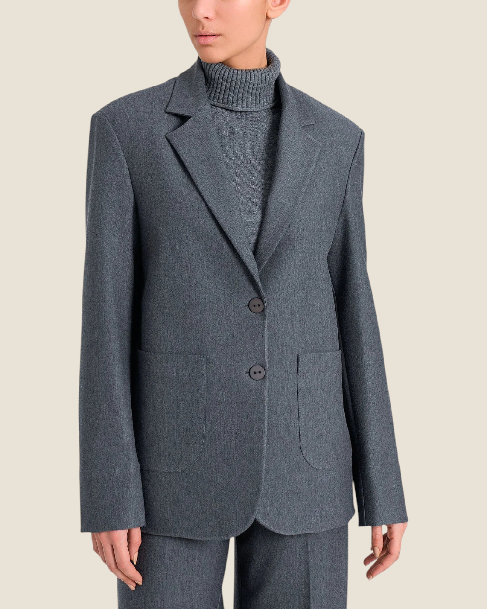 Blazer over Madison Shop grigio ardesia in tessuto compact con chiusura a due bottoni e tasche applicate