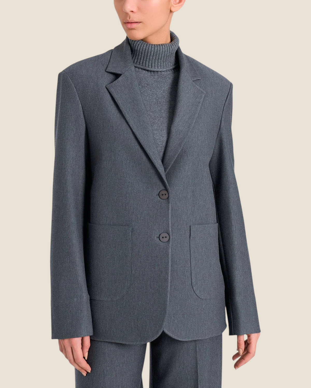 Blazer over Madison Shop grigio ardesia in tessuto compact con chiusura a due bottoni e tasche applicate