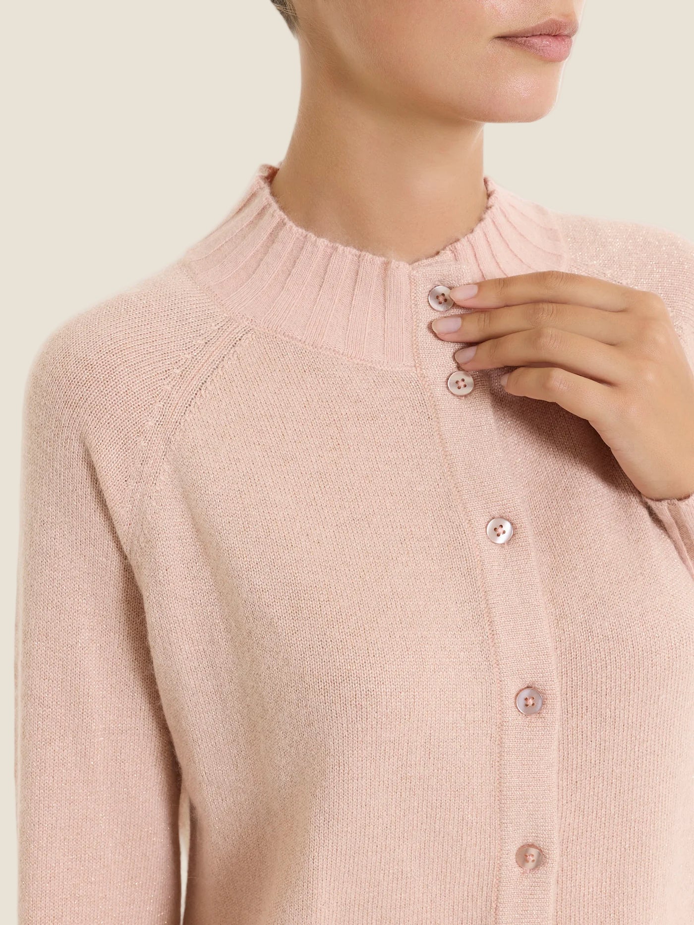 Ragno Cardigan corto in Natural Soft e Lurex