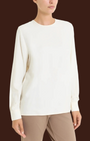 Blusa girocollo Madison Shop in viscosa color avorio con maniche lunghe e polsini abbottonati, vestibilità regular.