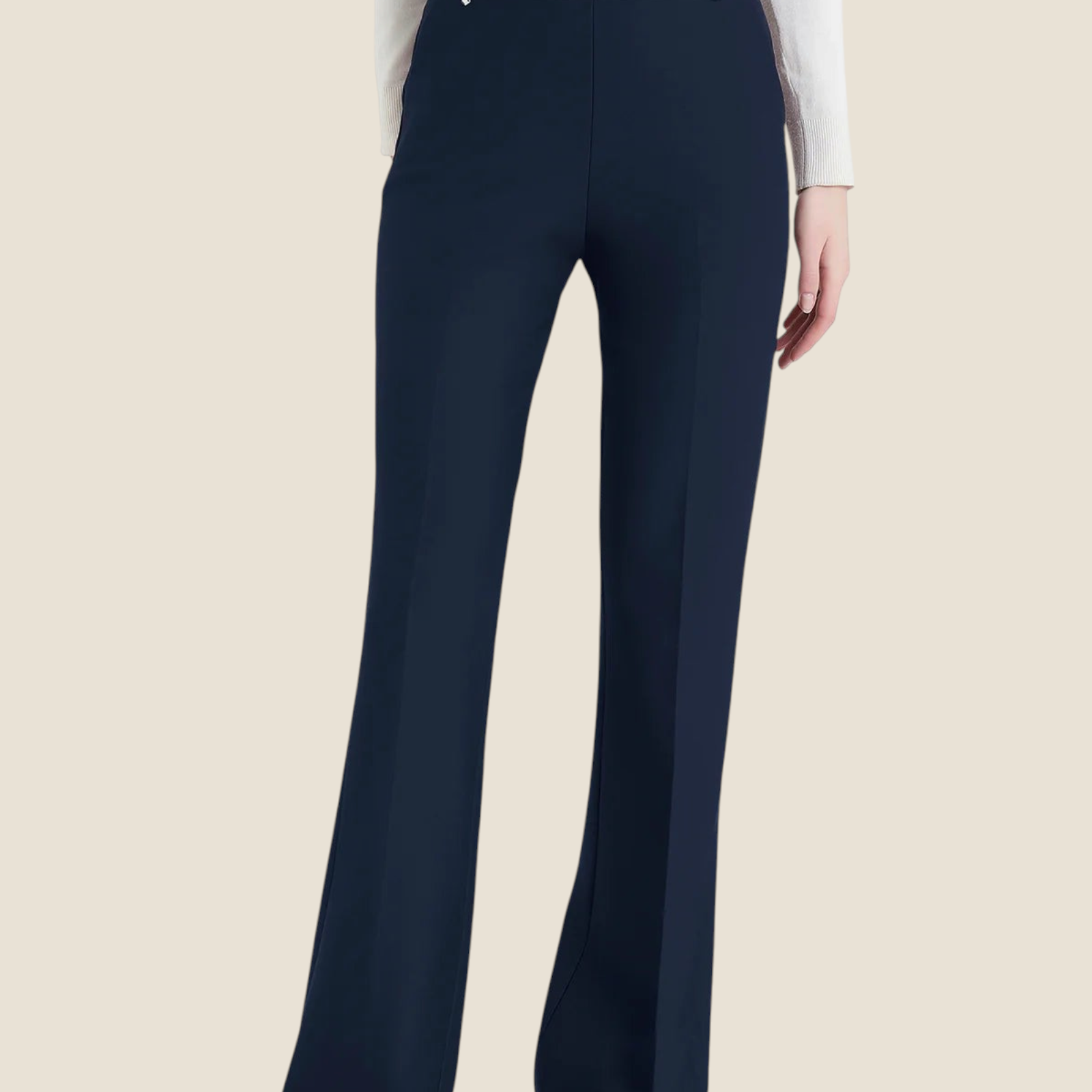 Pantalone flare blu Madison Shop in tessuto Compact con vita elasticizzata e tasche alla francese