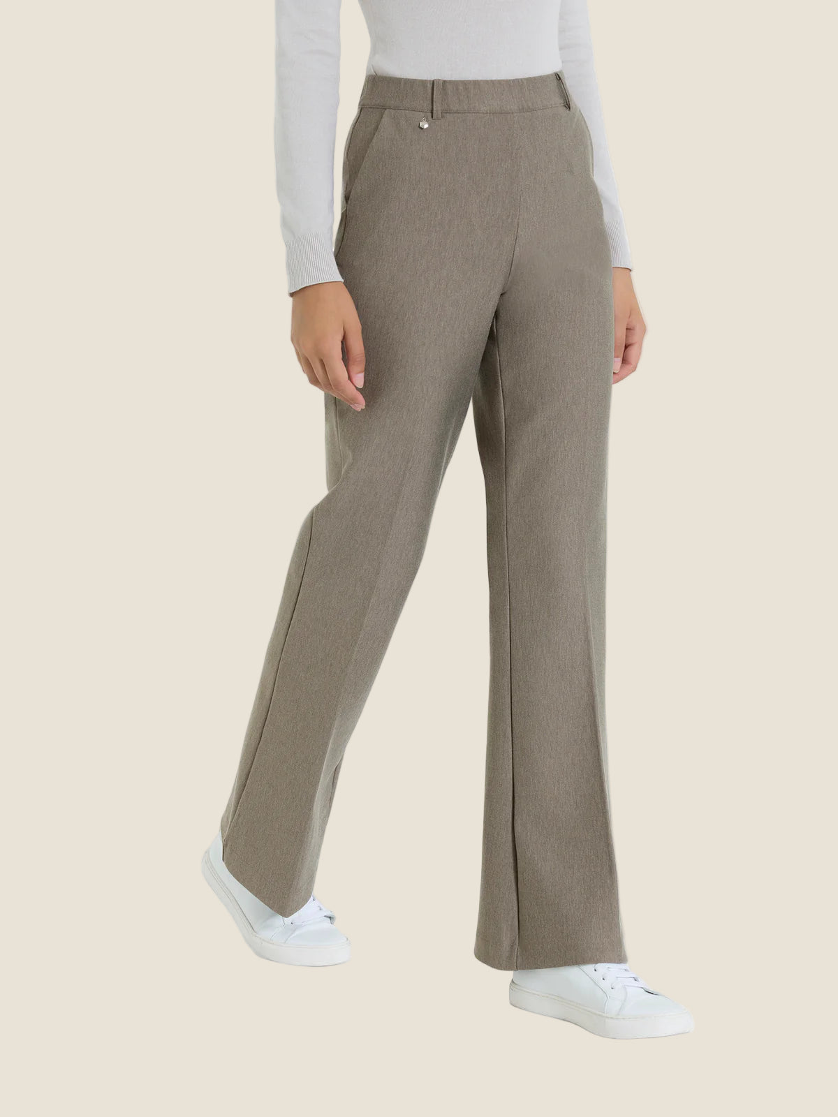 Ragno - Pantalone flare lungo con tasche in Compact - Glace' Mel.