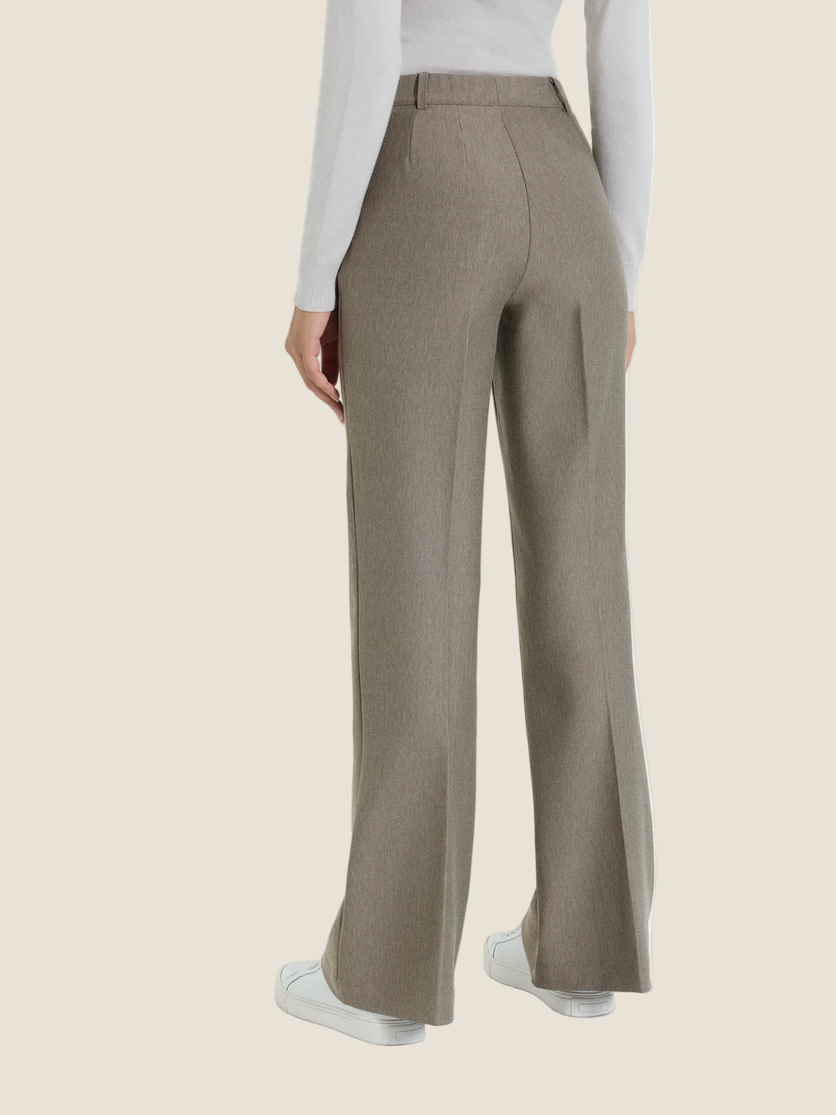 Ragno - Pantalone flare lungo con tasche in Compact - Glace' Mel.