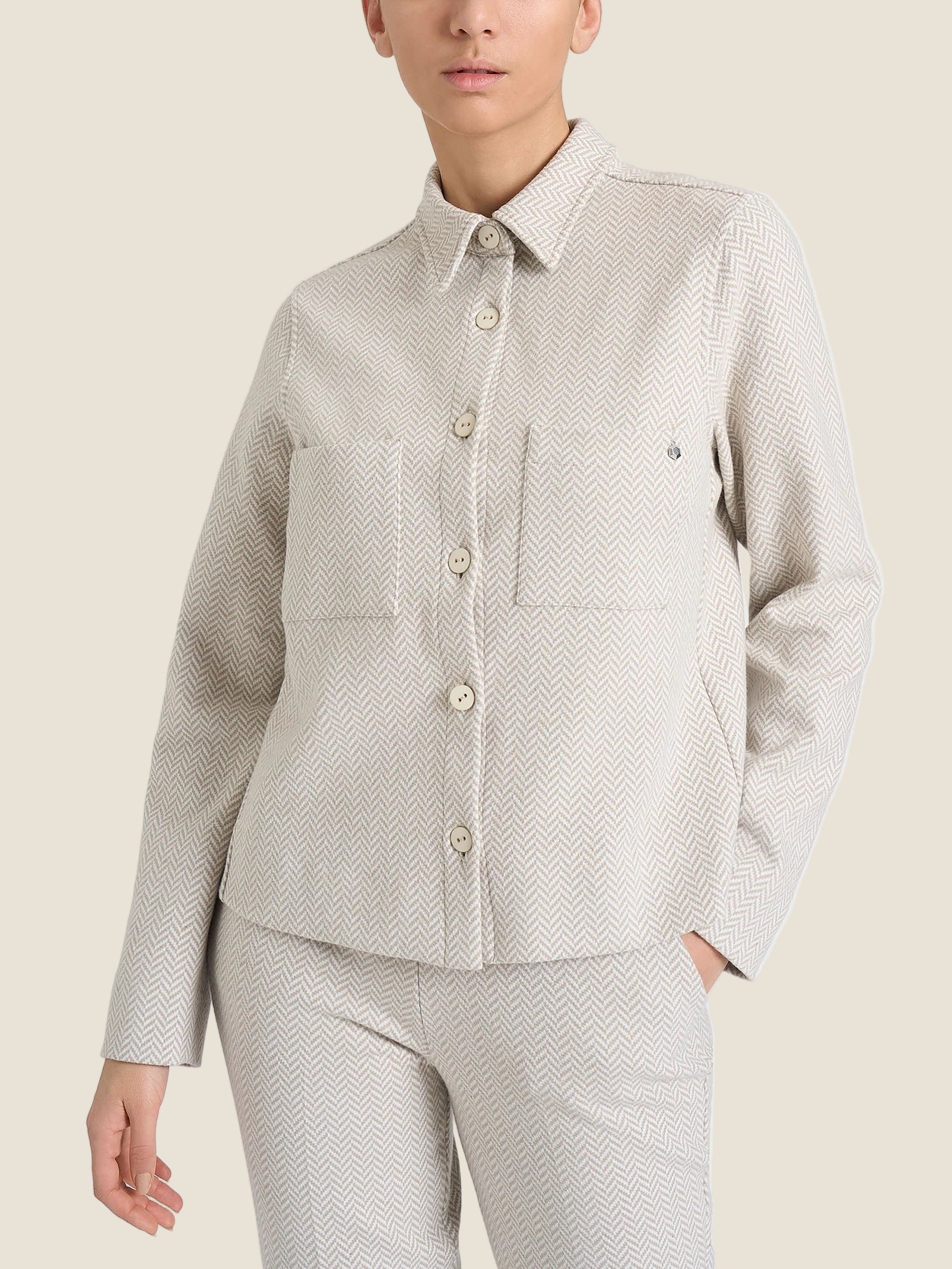 Ragno Giacca Shacket con fantasia in Eco Jacquard  Fant.Avorio