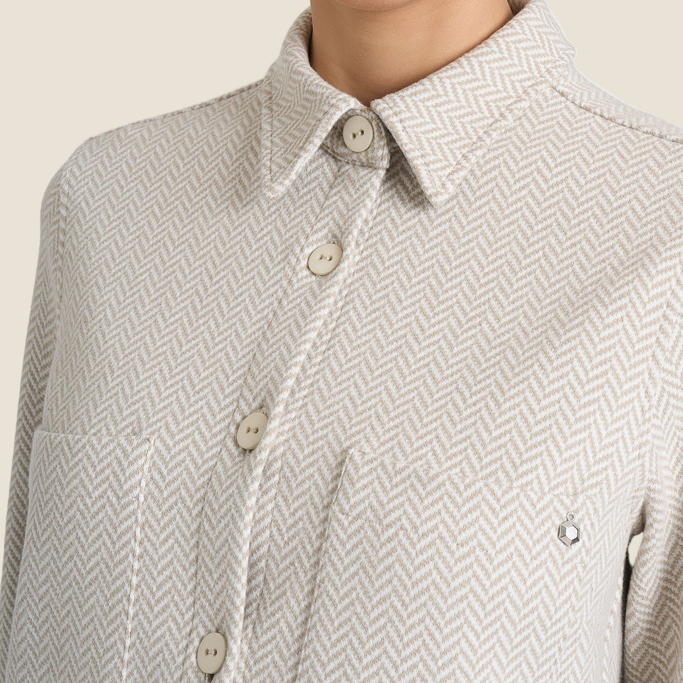 Ragno Giacca Shacket con fantasia in Eco Jacquard  Fant.Avorio