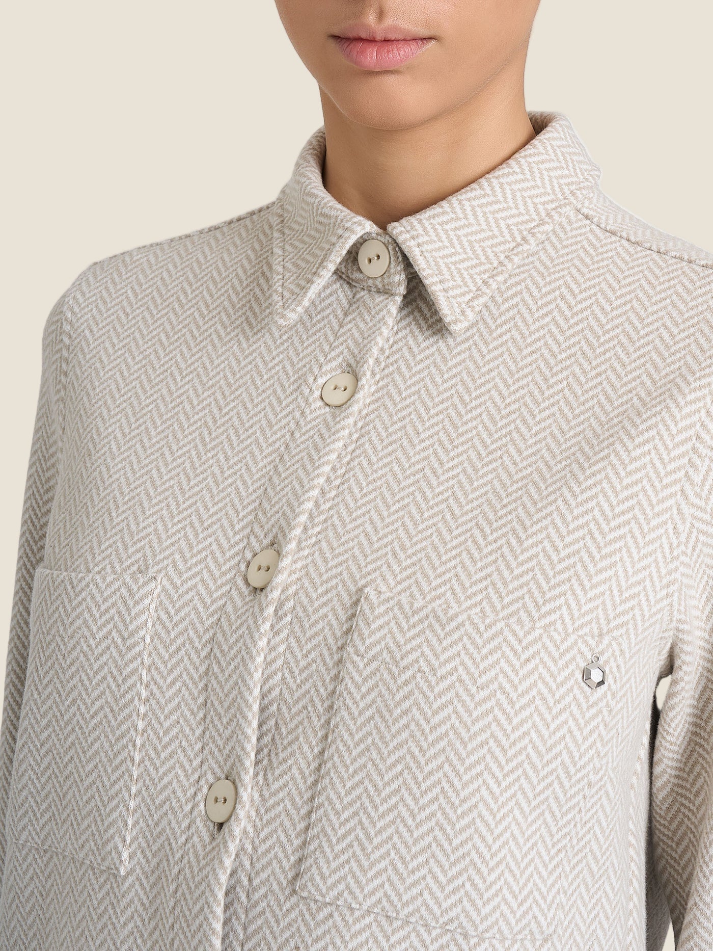 Ragno Giacca Shacket con fantasia in Eco Jacquard  Fant.Avorio